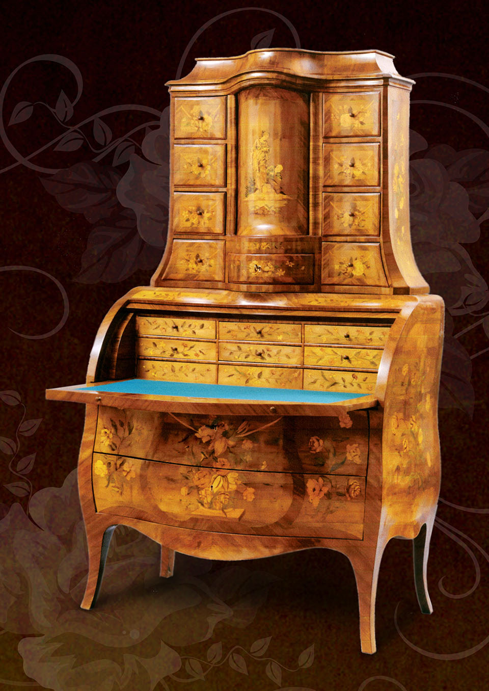 Шкаф-бюро. 1760-1780-е гг. Россия. Сосна, дуб, орех, маркетри.